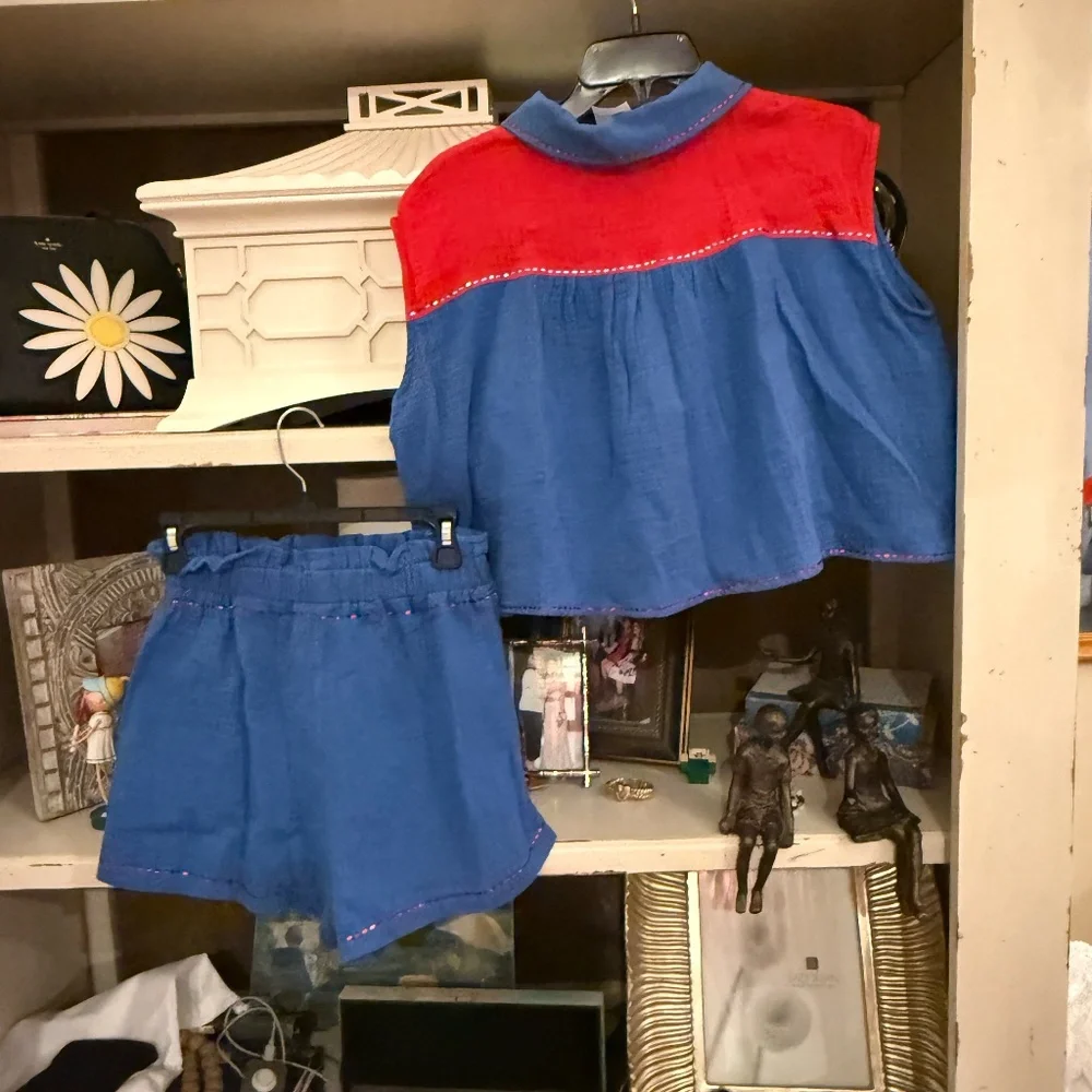 Queen of Sparkles XS gauze short set blue red USA - Picture 6 of 6